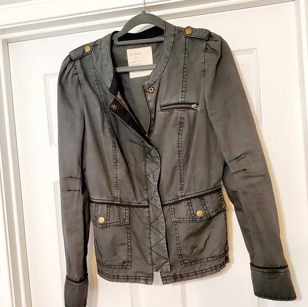 Free People Gray Utility Jacket